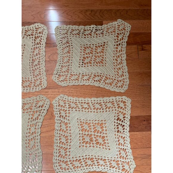 Set of 6 Handcrafted Beige Crochet Cotton Lace Doilies Home Decor 10"x11" - Picture 9 of 11